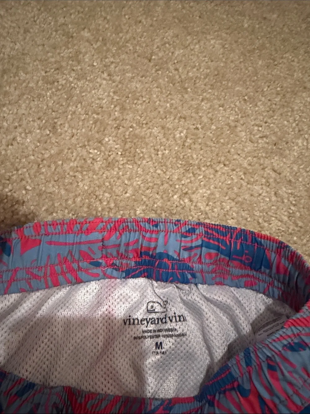 Vineyard Vines Blue & Pink Fish Print Hybrid Shorts